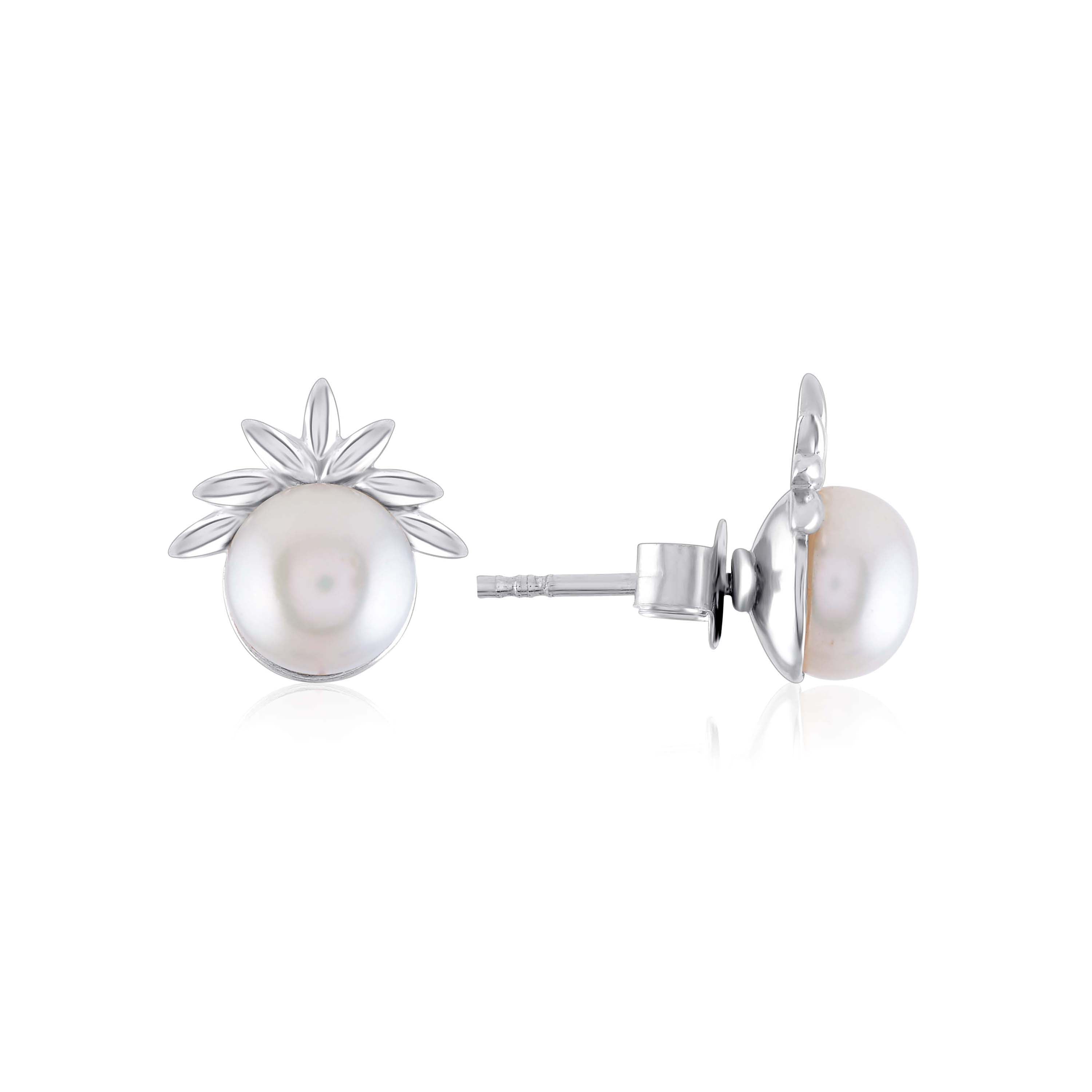Sparkling Button Pearls Adorned With AAA CZ Stones - Krishna Jewellers Pearls and Gems
